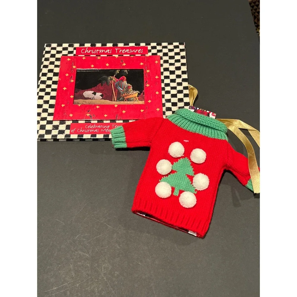 Vintage 1998 Christmas Treasures Memory Book & Uncle Bob Ugly Sweater Wine Cover
